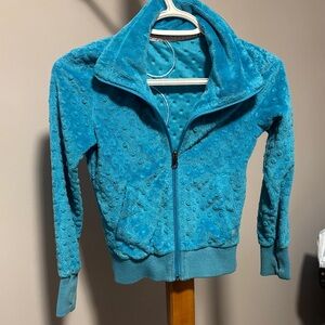 Blue Textured Zip-Up Jacket
